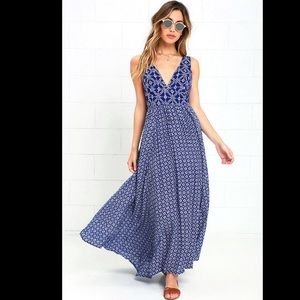 Lulu’s | Coastal Composure Blue Print Maxi
